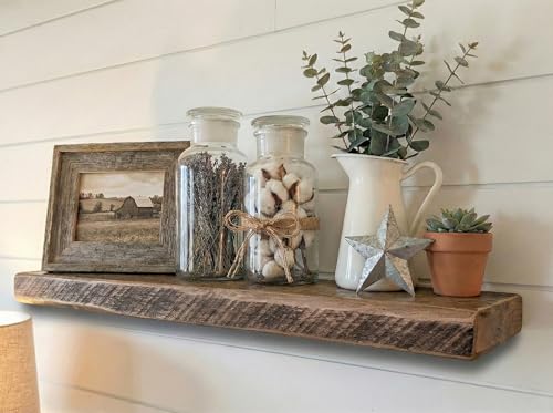 Reclaimed Wood Floating Shelves Real Solid Thick Wood Rustic Shelf Handmade - size: 18x8