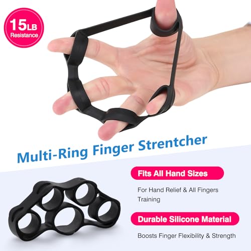 Grip Strength Trainer Kit Adjustable 10-132Lbs Hand Exerciser Counter | Forearm Strengthener, Finger Stretcher, Stress Ball and Bag for Grip Recovery, Wrist Training, Rehab, Climbers and Musicians - color: Gray