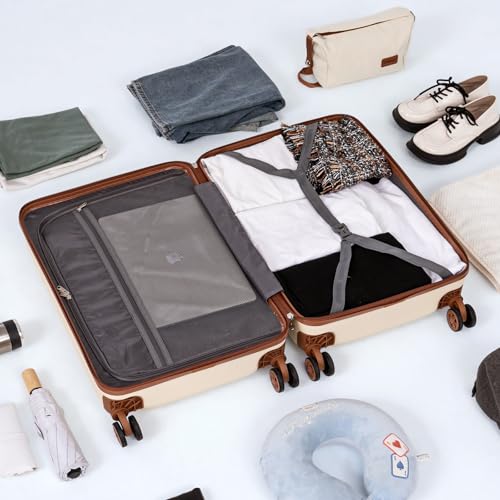 Cosbarn Carry On Luggage,3 Piece Suitcase Set,22x14x9 Airline Approved | Lightweight ABS Hardside Luggage, TSA-Approved Lock,Suitcases with 360° Spinner Wheels,20Inch,Matching Backpack,For Men&Women - color: HazeBlue, style: Carry on Luggage With Backpack