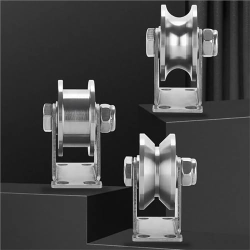 U Groove Stainless Steel Wall Pulley 2Pcs Track Wheel Bearing Pulley 304/201 Stainless Steel U/V/H Shaped Sliding Door Rollers Thickened 48 Wheel Rigid Caster(304 48V) - color: 304 48V