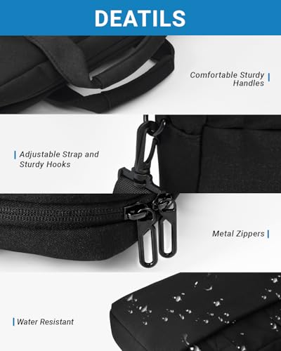 Laptop Messenger Bag with Zippers, Padded Protection, Adjustable Shoulder Strap - color: Black