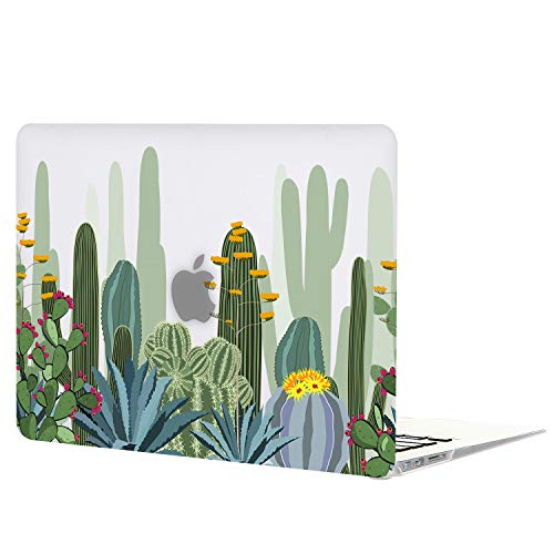 Case for MacBook Air 13-inch Laptop M5 M4 M3 M2 A3449 A3240 A3113 A2681 2026-2022 Release with Touch ID, 3D Effect Matte Clear See Through Hard Cover&Keyboard Cover, Cactus - color: Green Clear
