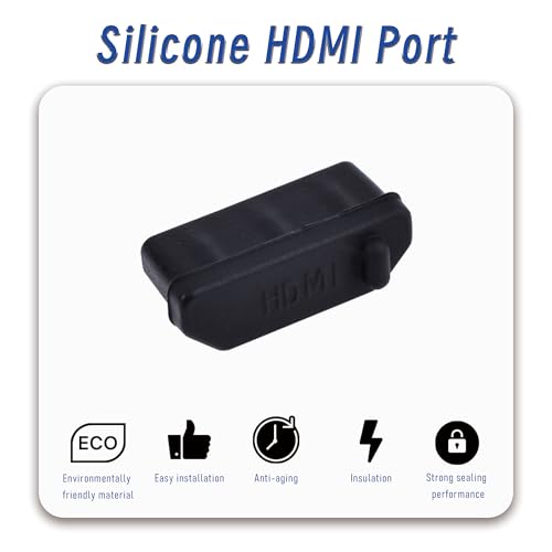 5 PCS HDMI Port Anti-dust Plugs, Silicone Covers Caps Stoppers, Port Protector for TV, Computer, Other Devices, 0.51 x 0.19 (LxW) - size: HDMI/Black/5 PCS