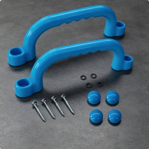 Qianly 2 Pieces Climbing Frame Handles Sturdy Construction Kids Climbing Handle Heavy Duty Playset Grips for Young Children, Cyan - color: Cyan