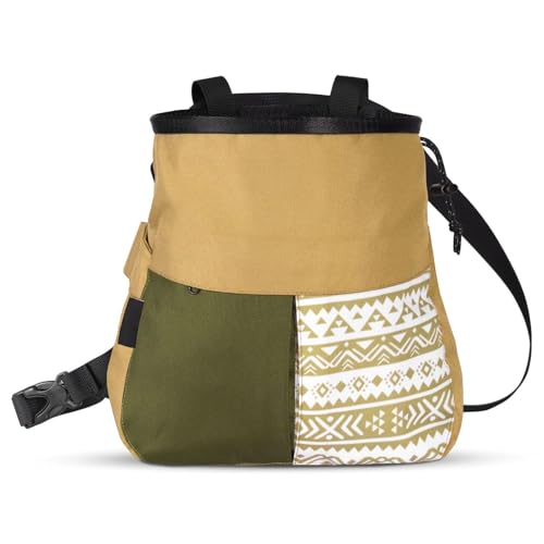 RiToEasysports Chalk Bag, Large Capacity Mountaineering with Trapezoidal Bottom Holds with Dual Hanging Points for Outdoor Sports - size: Large Khaki