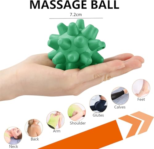 Massage Roll Balls, 2 Pack Spiky Massage Balls Deep Tissue Trigger Point and Myofascial Release for Plantar Fasciitis Relief, Muscle Recovery, 2.8 Inch Diameter (Red) - color: Red
