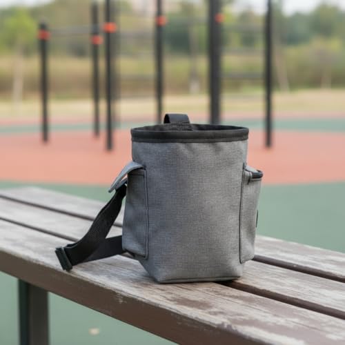 Climbing Chalk Pouch Convenient Chalk Bag with Drawstring Closure and Adjustable Belt for Suitable for Climbing Weightlifting Training - color: Grey