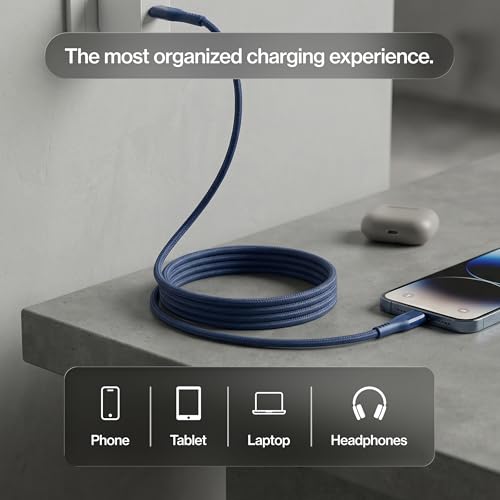 Statik MagStack Pro USB C to USB C Coiling Magnetic Charging Cable,100W | Nylon Braided Tangle-Free Design, Magnetic Coiling, Data Transfer, Compatible with iPhone & Android, 3FT Navy, 3 Pack - color: Navy, size: 3ft (3 Pack), style: USB-C to USB-C