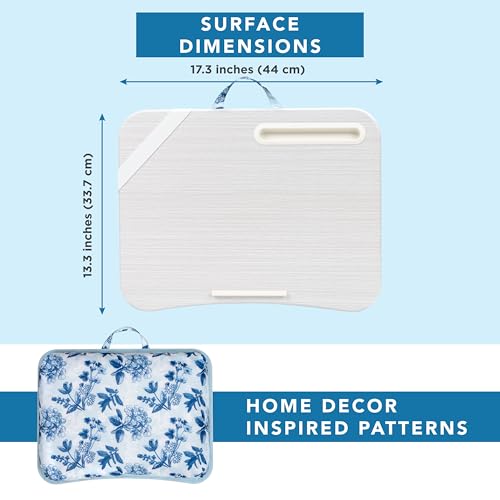 LAPGEAR Designer Lap Desk – Blue Blossoms, 2-Pack with Storage Basket - color: Blue Blossoms, size: 2-Pack Lap Desks + Basket