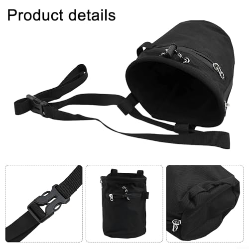 Bouldering Chalk Bucket, Nylon Climbing Chalk Bag with Adjustable Waist Belt Holder, Drawstring Anti Slip Grip Powder Bag for Rock Climbing, Weightlifting Gym Chalk, Gymnastics, Black(Black) - size: Black