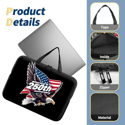 Laptop Bag 13 Inch,Resistant Shockproof Laptop Sleeve Case Protective Cover Carrying Case with Handle Compatible for HP Dell Lenovo Acer Asus Notebook Computer,America 250 Eagle Flag - color: America 250 Eagle Flag, size: 13-13.3 in