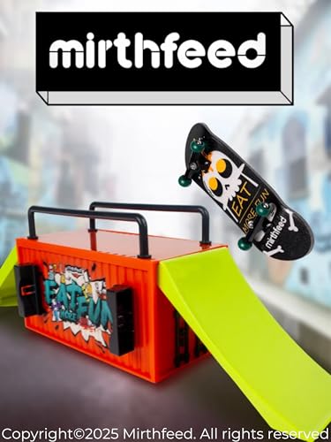 32mm Pro Fingerboard Complete Set | Bearing Wheels | 5 Ply Maple Deck | Anti Skid Grip Tape | Complimentary Tool | Concave Shape - color: Fun Box a : Skater Skull