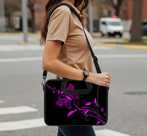 14 15 15.4 15.6 inch Laptop shoulder bag Notebook Handle Sleeve Neoprene Soft Carrying Travel Case with Accessories pocket (14-15.6 inch, Nice Butterfly) - color: Nice Butterfly, size: 14-15.6 inch