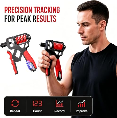 Ergonomic Adjustable H-Grip Hand Trainer, Forearm Strengthener with Counter and Non-Slip Handles, Grip Strength Trainer, Forearm Exerciser, Forearm Strengthener with Counter, Can Strengthen - color: Red