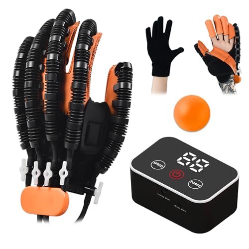 Rehabilitation Robot Gloves, Finger Exerciser for Stroke Recovery Hand Glove Equipment Hand Function Rehabilitation (Orange Right Hand 2X-Large) - size: Right Hand 2X-Large