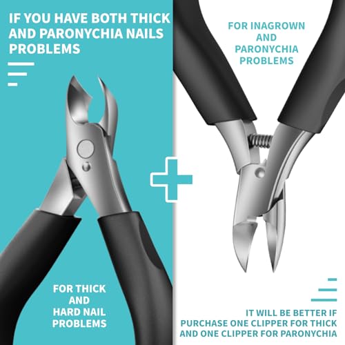 Toenail Clippers for Ingrown & Thick Toenails - Idea Stocking Stuffers Gift for Men & Dad, Heavy Duty Toe Nail Clippers with Sharp Blades & Long Handle, Professional Pedicure Tool Easy Deep in Nails - style: Ingrown Nail Clipper - Black