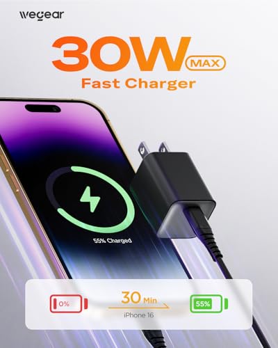 30W Compact Wall Charger, USB C Charger Block with GaN III Tech, PD3.0 PPS QC4.0 Fast Charging Foldable Power Adapter for iPhone 17 16 15, Galaxy, Pixel, iPad, AirPods (Black, 1 Pack) - color: Black, size: 1 Pack