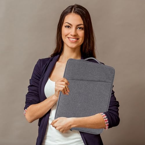 Luxshiny Shockproof Laptop Sleeve Bag for 15.6 Inch Notebook, Portable Travel Laptop Case with Sturdy Dark Gray Protective Cover and Tablet Holder for Outdoor Use