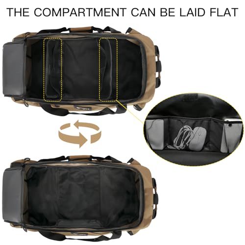 TUGUAN 100L Extra Large Travel Duffle Bag Backpack for Men, 3 in 1 Sports Duffel Bags W/Adjustable Shoulder Strap & Dividers Gym Equipment/Gear Weekend Overnight Bag for Trip Camping Hiking, XL Brown - color: Brown