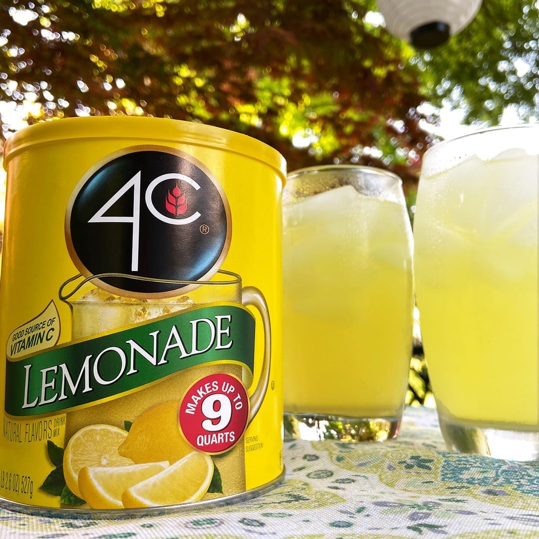 4C Lemonade Powdered Drink Mix Canister – 6 Pack, 9 Quarts, Family Sized Bundle