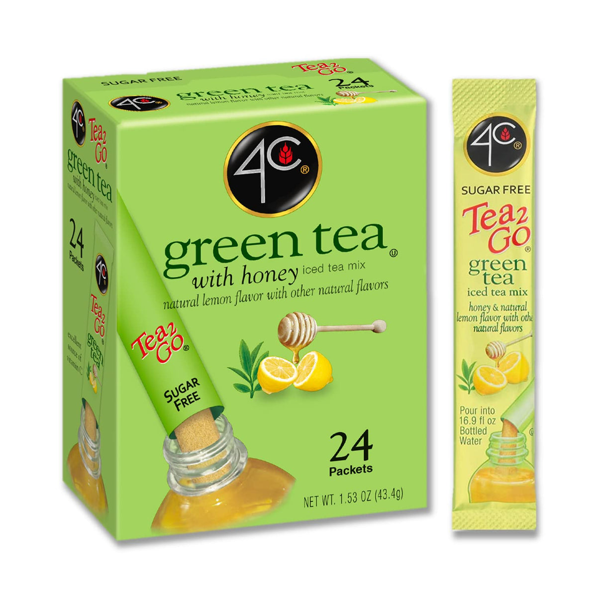 4C Totally Light Tea 2 Go Green Tea Ice Tea Mix – Sugar Free, 0 Calories, Pack of 3