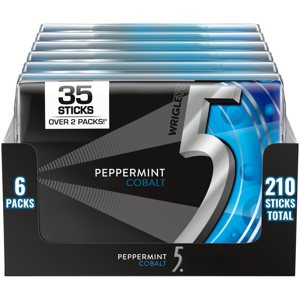 5 Gum Peppermint Cobalt Sugar Free Gum — 35-Stick Pack | Refreshing Mint