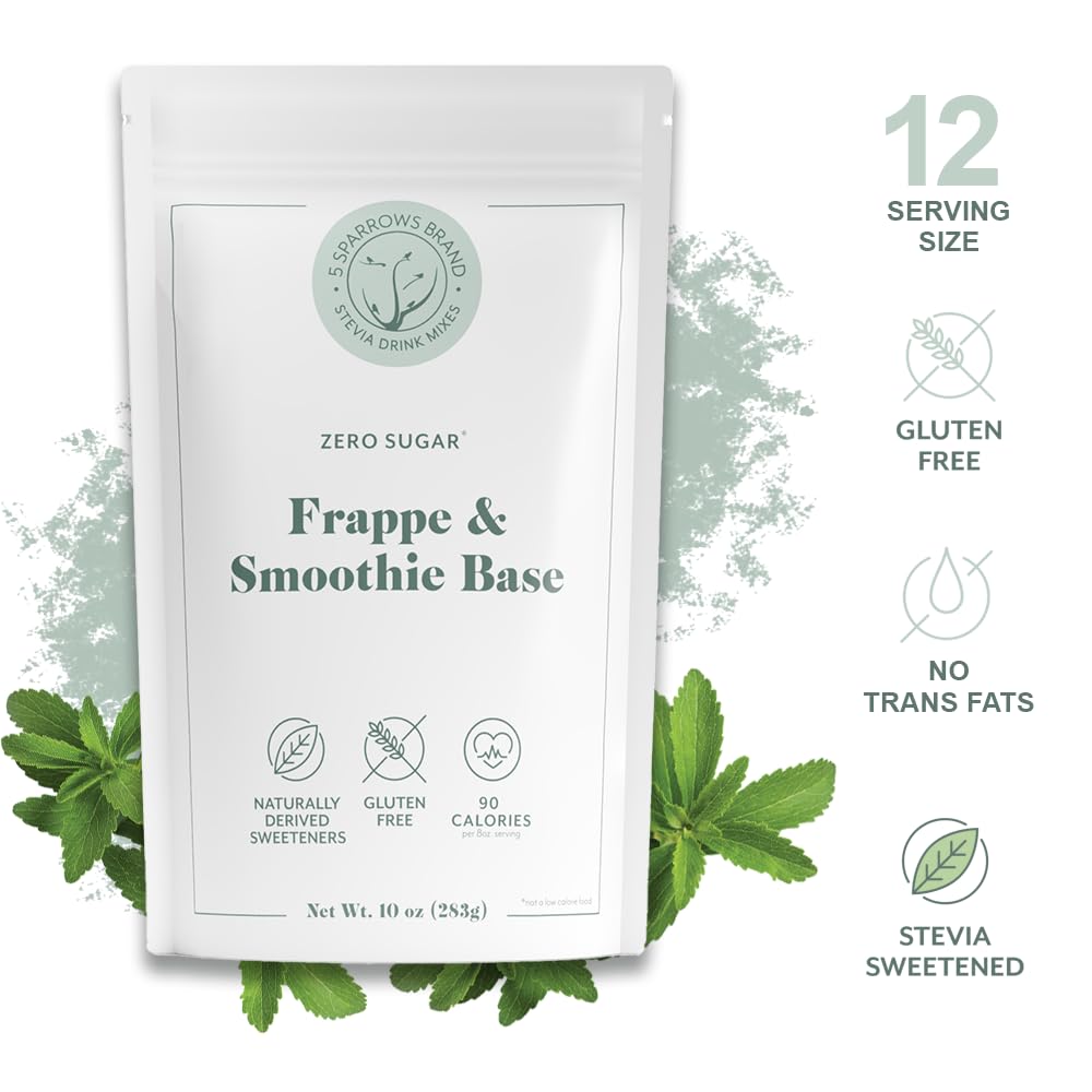 5 SPARROWS Healthy Sugar-Free Frappe Mix Powder – Stevia-Sweetened, Zero Sugar, Keto-Friendly, 10 oz