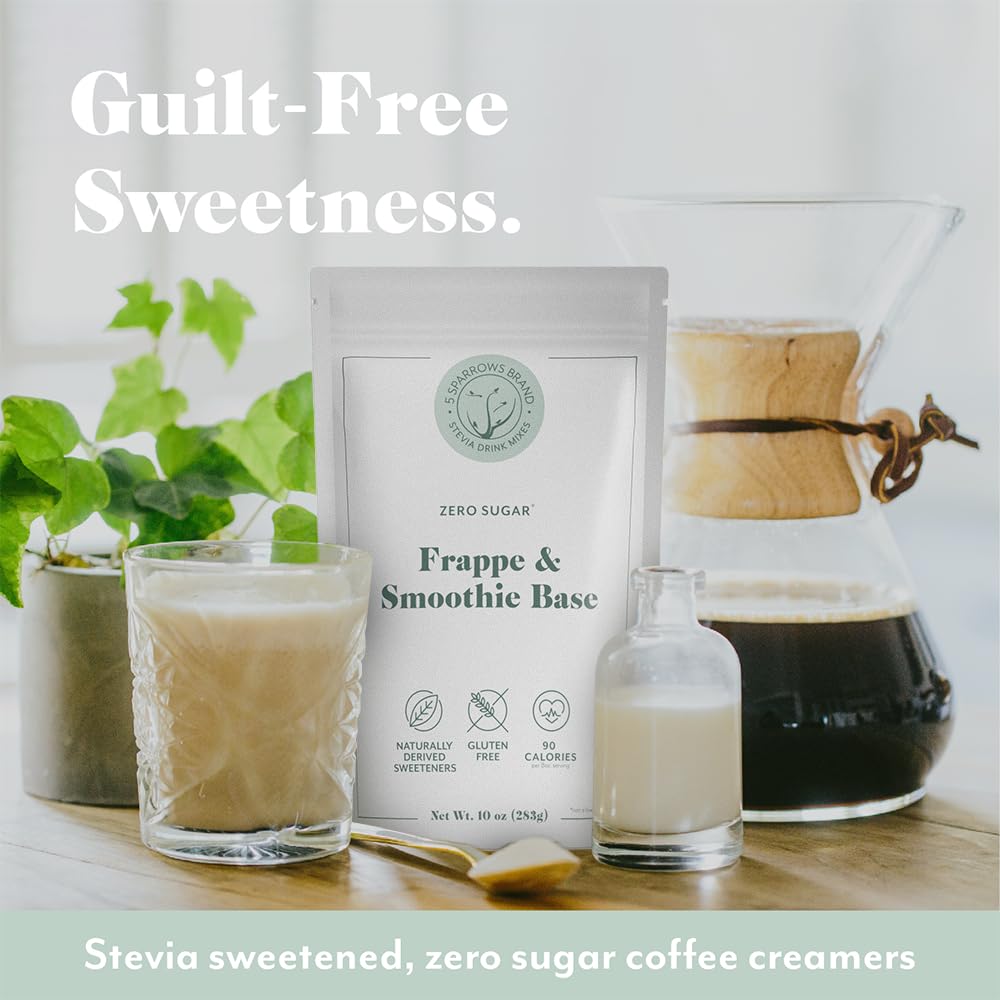5 SPARROWS Healthy Sugar-Free Frappe Mix Powder – Stevia-Sweetened, Zero Sugar, Keto-Friendly, 10 oz