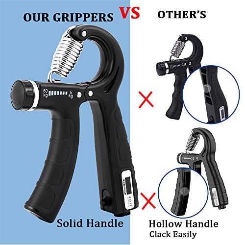 Grip Strength Trainer with Counter 2 Pack, Hand Grip Strengthener with Adjustable Resistance 11-132Lbs, Hand Grip Exerciser Strengthener, Non-Slip Hand Gripper, Forearm Workout Equipment, Perfect for
