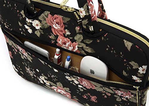 Black C Rose Patten water resistant Laptop Shoulder Messenger Bag Case Sleeve for 15 Inch 15.6 Inch Laptop,Laptop Briefcase - color: Black C Rose, size: 15-15.6 Inch