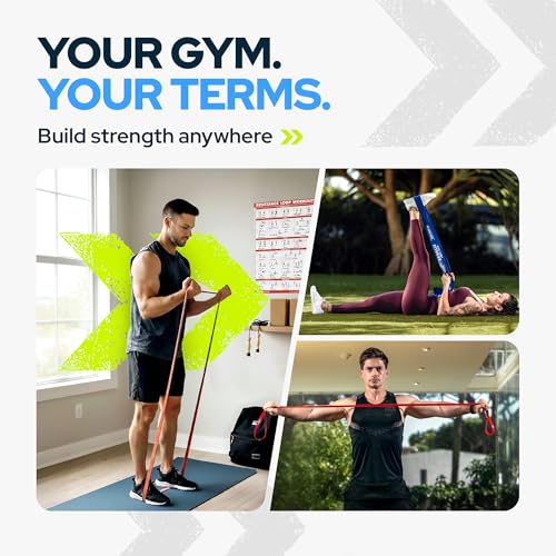 Gym Quality Long Resistance Bands Multi Pack of 5- Loved by Fitness Pros for Group Workouts in Gyms, Boxes, Studios and Bootcamps. Perfect for Pull Ups, Strength Training, Mobility - color: #5 Green, X-Large
