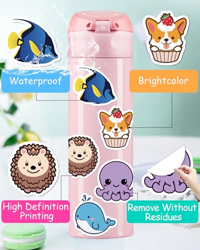 200 Pcs Animal Stickers for Kids, Cute Water Bottle Stickers, Party Favors | Vinyl Waterproof Kid Sticker Pack, Kids Classroom Prizes for Elementary Students, Goodie Bags Stuffers for Kids - style: 200 Pcs