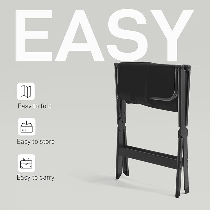 EVER ADVANCED Aluminum Lightweight Directors Chair Foldable, Folding Studio Movie Chairs Camping Event Vendor Chair, 19" Seat Height Black Fabric/Grey Frame, Support 350lbs