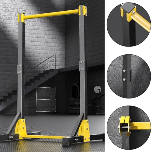 Pull Up Bar Free Standing Portable Pull Up Dip Station with 11 Gears Adjustment Multi-Function Strength Training Pullup Tower Station Equipment for Home Gym 400lbs Black