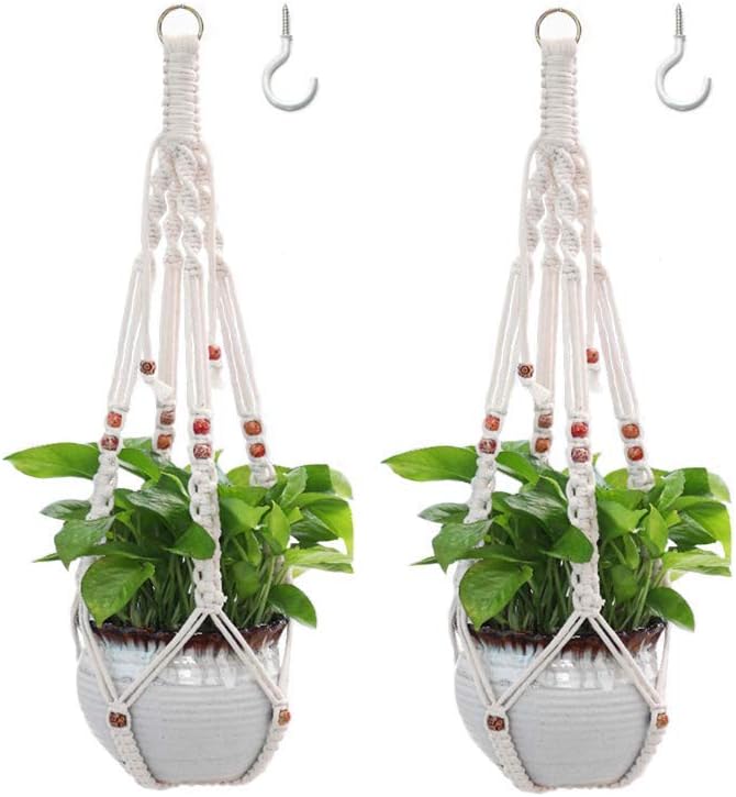 Belit 2 Pack Macrame Plant Hangers Indoor Hanging Planter Basket Decorative Flower Pot Holder Rope for Indoor Outdoor Home Decor