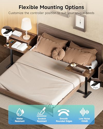 BIZUM Adjustable Bedside Table with Swivel Hidden Wheels Pneumatic Rolling Desk Mobile Standing Desk with Cup Holder for Hospital Home(31.5"x15.8" Walnut) - color: Walnut, size: 31.5"x15.8"