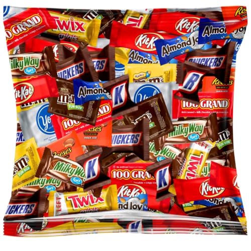 Bulk Chocolate Candy Mix - Individually Wrapped Fun Size Chocolate Bars & Treats Assortment - Caramel, Peanut Butter, Wafer & Milk Chocolate Favorites