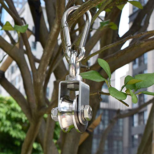 Pulley Wheel Stainless Steel Duplex Bearing Super-Silent Detachable 360 Degree Rotation Pulley System Gym Loading 500KG - size: 107mm