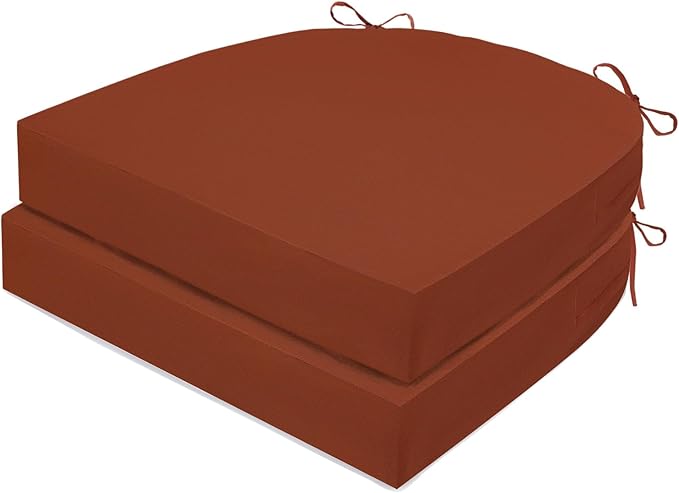 Outdoor Chair Cushions Set of 2, Waterproof Foam Patio Seat Cushions with Ties for Garden Sofa & Dining Furniture, 3-Year Color Fastness, 18x18x3 Inch, Spcie