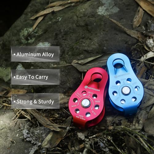 Fixed Plate Micro Pulley,28KN CE Certified General Purpose Small Aluminum Rope Pulleys for Climbing/Aloft Work/Rappelling/Rescue Etc - color: One Unit (28KN Pulley Red)