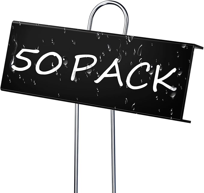50 Pack Metal Plant Labels for Outdoor Garden Waterproof Plant Markers, Labels Garden Markers for Seedlings Herbs Vegetable Greenhouse Gifts, with Pen - Black