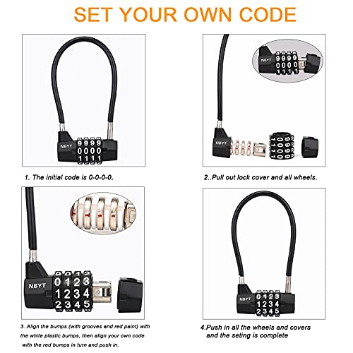 ‌4-Digit Cable Locks with Combination - Heavy Duty Outdoor Gate Lock for Fence, Cabinet,Refrigerator ，Dumpster,lockers,Gym,Toolbox,case, hasp Storage,Sheds - size: 15" Cable - Span 7" (3/16" Diameter) - 2 Pack