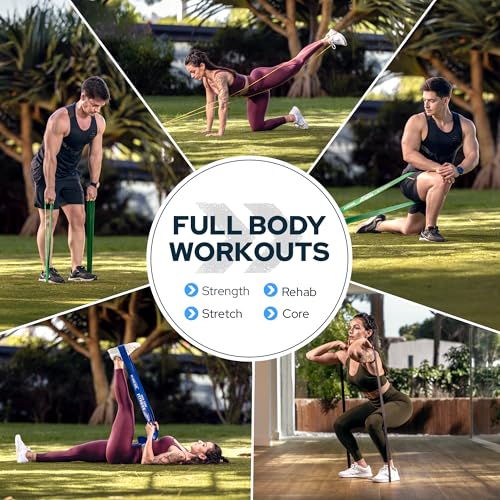 Gym Quality Long Resistance Bands Multi Pack of 5- Loved by Fitness Pros for Group Workouts in Gyms, Boxes, Studios and Bootcamps. Perfect for Pull Ups, Strength Training, Mobility - color: #1 Yellow, X-Light