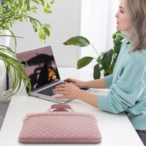 Laptop Sleeve Case Bag 15.6 Inch Polyester Lightweight with Handle Compatible with 16 inch MacBook Pro M1 M2 Pro/Max 15.6 inch Acer ASUS Dell HP Thinkpad Chromebook Gaming Laptop, Pink - color: Pink, size: 15.6"-16"