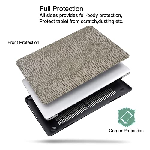 Case for Crocodile MacBook Pro 14 inch 2026 2025-2021 M5 M4 M3 M2 M1,Silver | Crocodile Skin Alligator Leather Hard Case+Keyboard Cover (Model A3427 A3426 A3434 A3112 A3185 A3401 A2918 A2992 A2779 A2442) - color: # Crocodile Silver