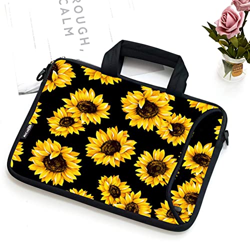 10 inch Messenger Bag Carrying Case with Handle Accessory Pocket Fits 7 to 10-Inch Laptops/Notebook/Kids Tablet (7-10.2 inch, Sunflowers) - color: Sunflowers, size: 7-10.2 inch
