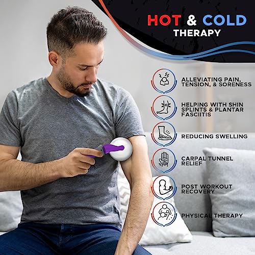 Cold Massage Roller Ball | Cold Therapy | Ice Roller Ball with Handle | cryo Stick | Relieve Muscle Pain (Purple) - color: Purple