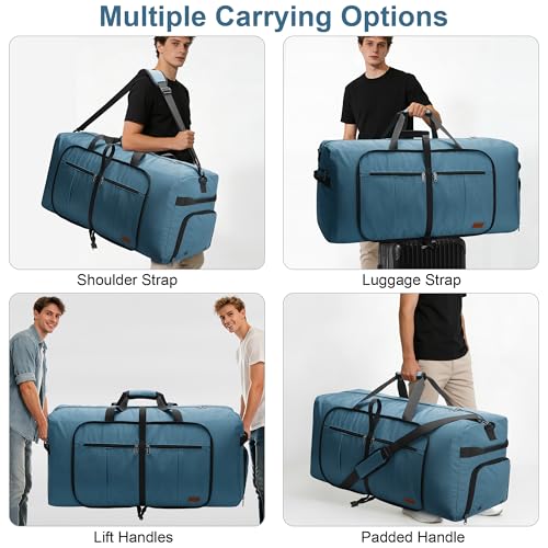 120L Foldable Waterproof Travel Duffel Bag for Men and Women with Shoe Compartment (Light Blue, EXTRA LARGE, 120L) - color: Light Blue, size: 120L