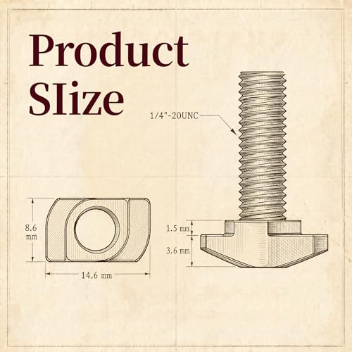 O'SKOOL T-Slot Bolts Drop-in 2-1/2" Length 20PCS, 1/4"-20 Thread, T Track Accessories for Woodworking Jigs and Fixtures,HWR011 - style: 1/4"-20 Threads, 2-1/2" Length, 20Pcs