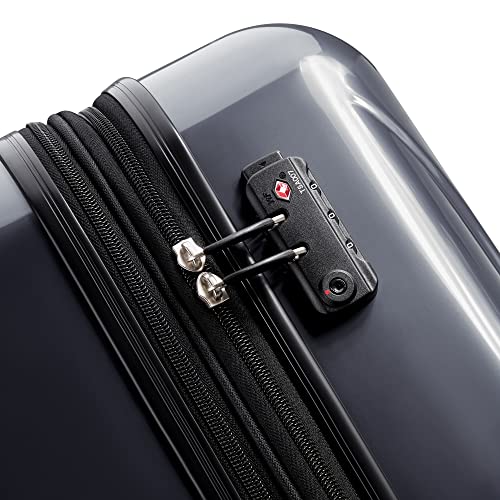 DELSEY PARIS Helium Aero Hardside Expandable Luggage with Spinner Wheels, Titanium, Checked-Medium 24 Inch - color: Titanium, size: Checked-Medium 24 Inch